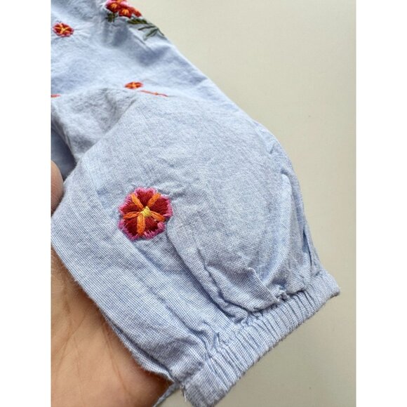 VELVET GRAHAM & SPENCER Arabelle Chambray Embroidered Peasant Blouse, Size M - Picture 13 of 16